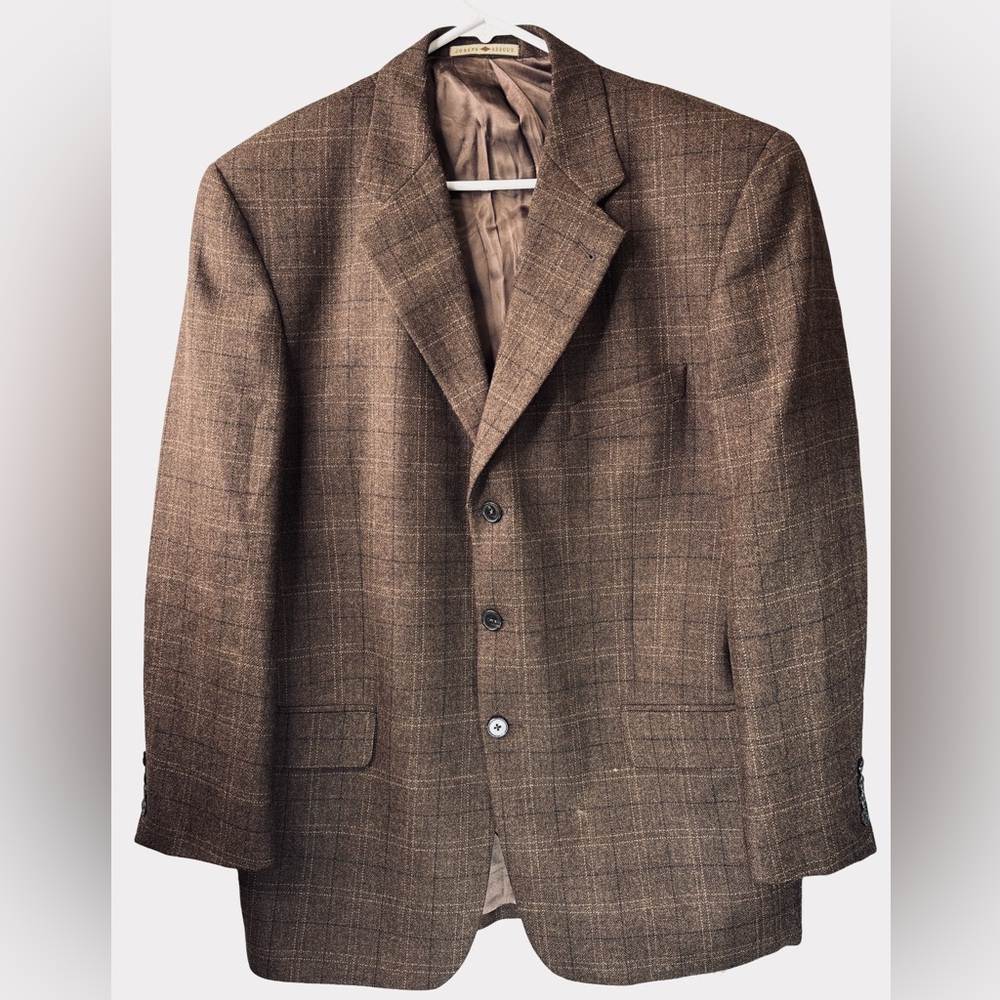 Joseph Abboud Brown Plaid Blazer Size 41 Regular